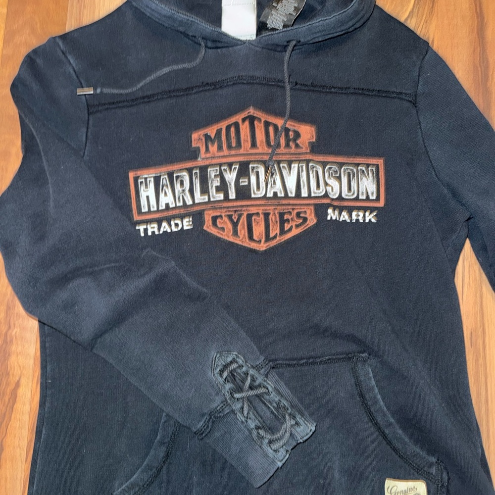 Harley-Davidson Black Sweatshirt with Orange Logo
